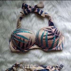 Victoria's Secret Bombshell Swim Bikini~Tropical Palm Sequin!